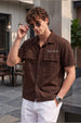 Brown Utility Twill Cropped Short-Sleeve Exclusive Shirt