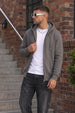 Grey Ribbed Cuff Regular Fit Zip-Up Hoodie