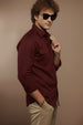 Maroon Plain Relaxed Fit Full Sleeve Dual Pocket Utility Exclusive Shirt