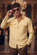 Beige Plain Relaxed Fit Full Sleeve Dual Pocket Utility Exclusive Shirt