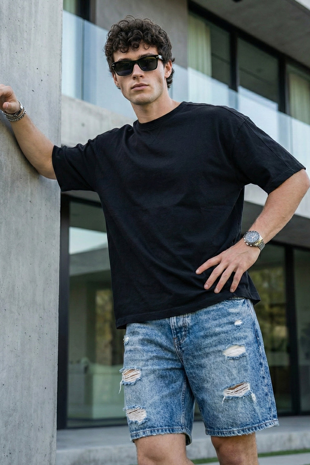 Black Plain Oversized T-shirt