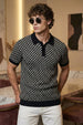 Black Jacquard Textured Regular Fit Exclusive Polo T-Shirt