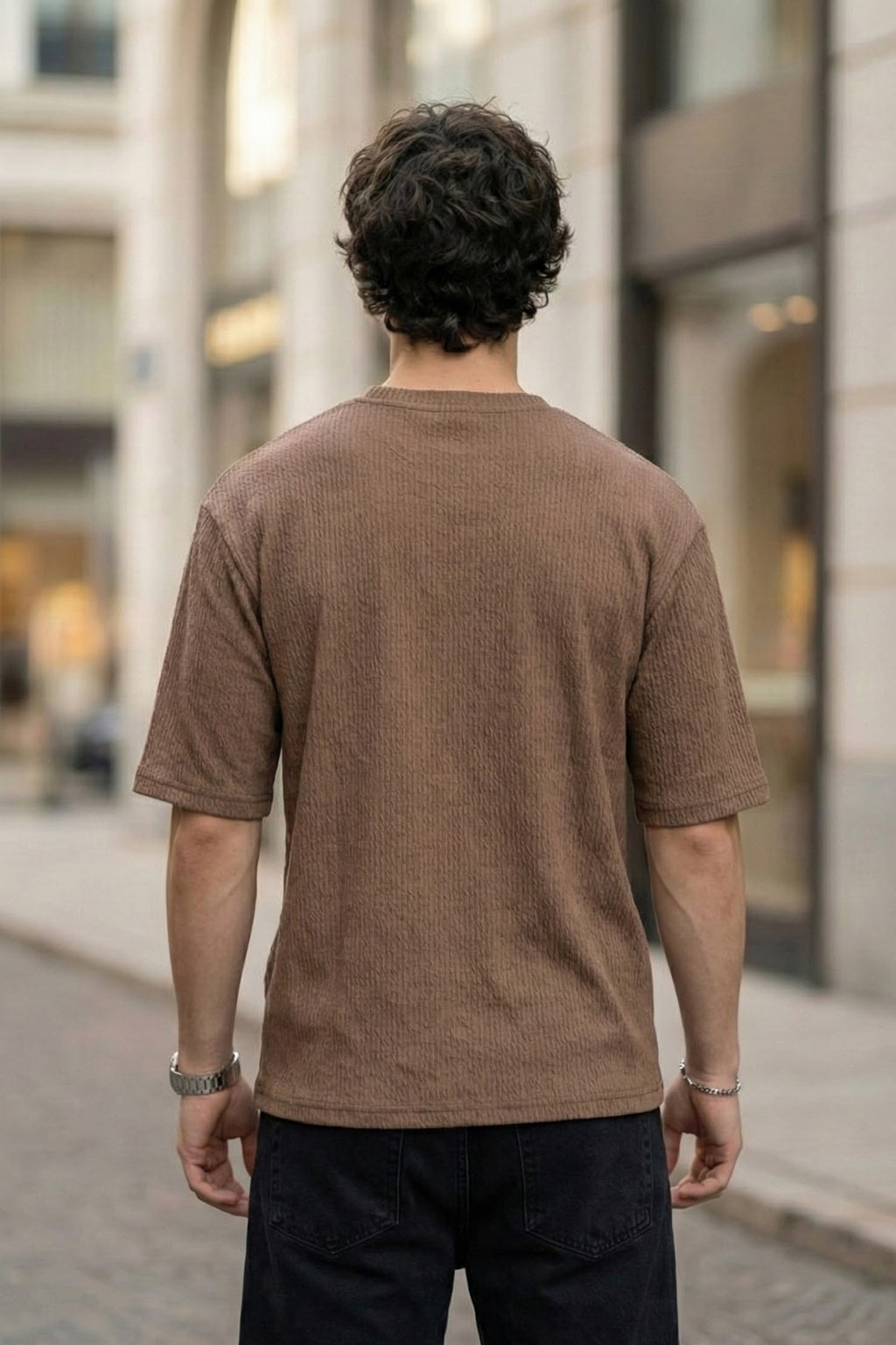 I'm Fine Brown Oversized Textured Exclusive T-shirt