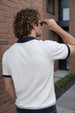 White Contrast Collar Flatknit Textured Regular Fit Exclusive Polo T-Shirt