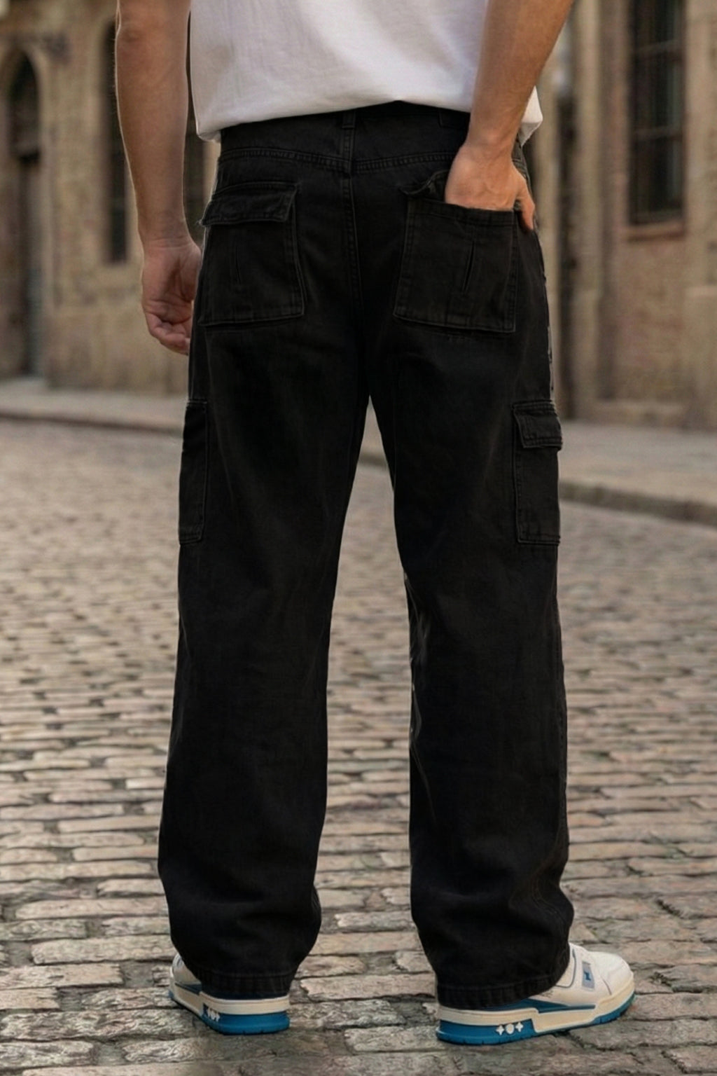 Black 8 Pocket Woven Baggy Fit Exclusive Cargo Pant
