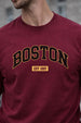 Boston Maroon Full Sleeves Regular Fit Printed T-shirt