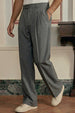 Grey Tailored High-Waist Formal Wide-Leg Korean Pant