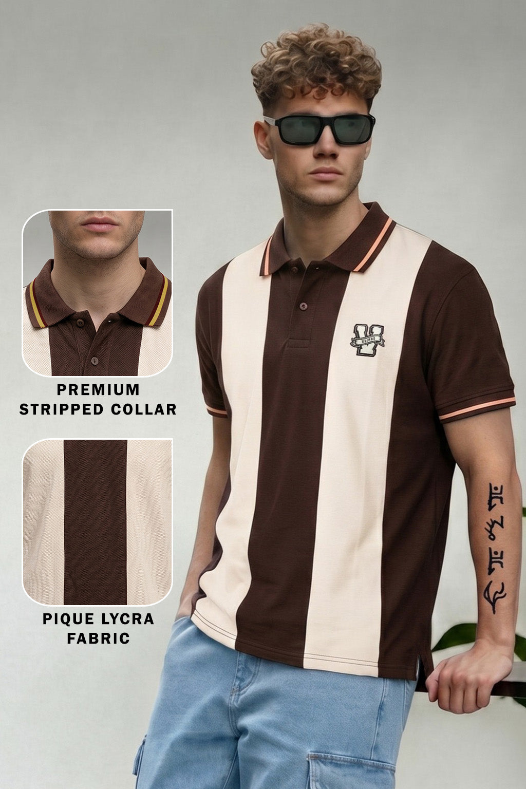 Chocolate Swanwhite Colorblock Regular Fit Exclusive Pique Lycra Polo ...