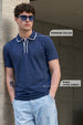 Navy Tipped Regular Fit Exclusive Pique Lycra Polo T-Shirt