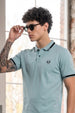 Imperial Crest Stripe Collar Light Blue Regular Fit Polo T-shirt
