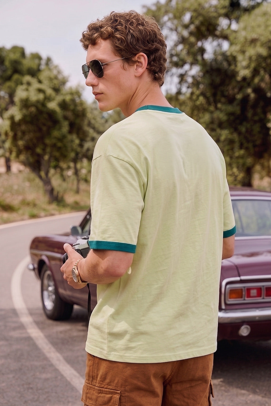 The Phase Fogg Green Oversized Printed T-shirt