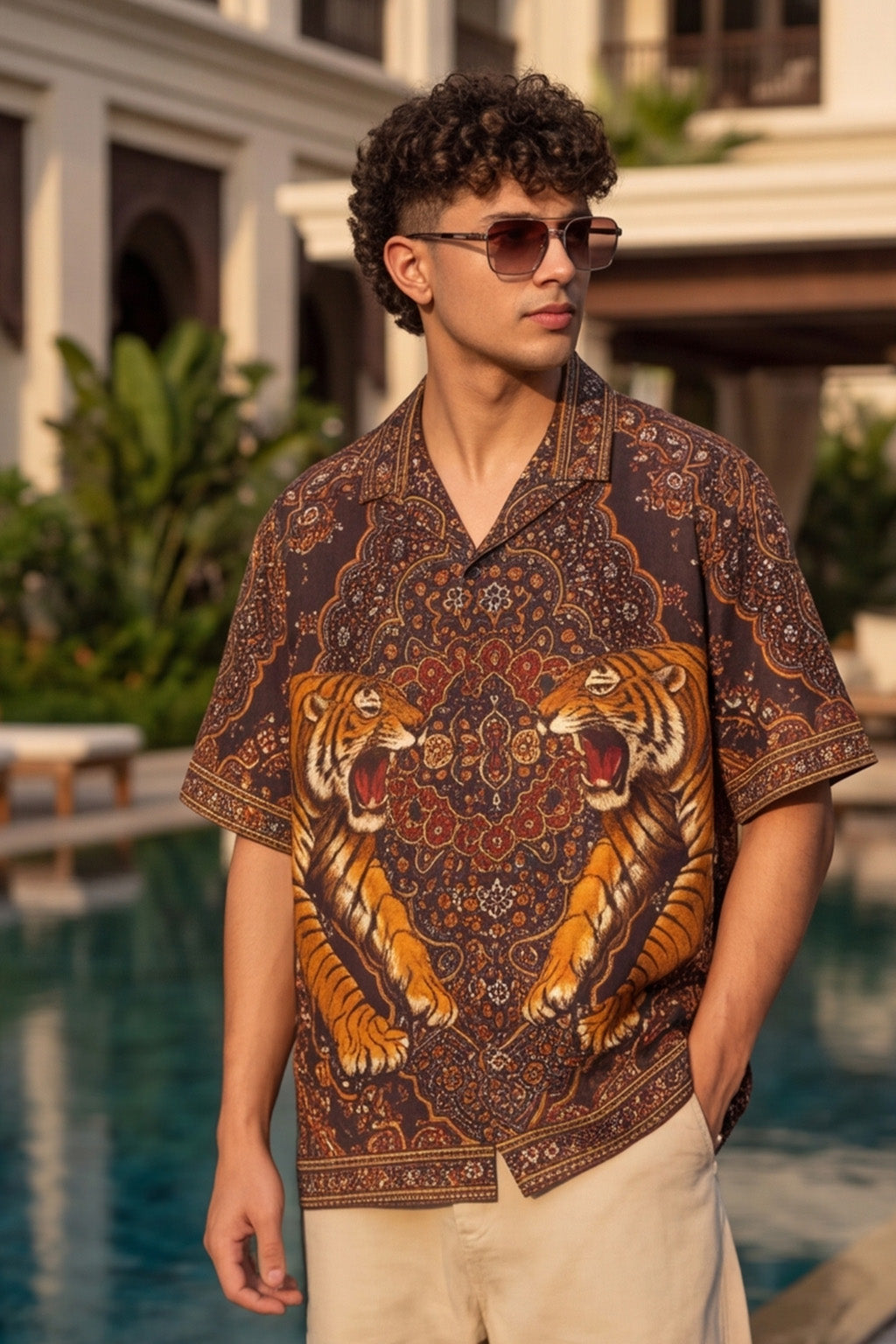 Imperial Tiger Maroon All Over Print Oversized Exclusive Shirt