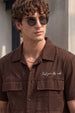 Brown Utility Twill Cropped Short-Sleeve Exclusive Shirt