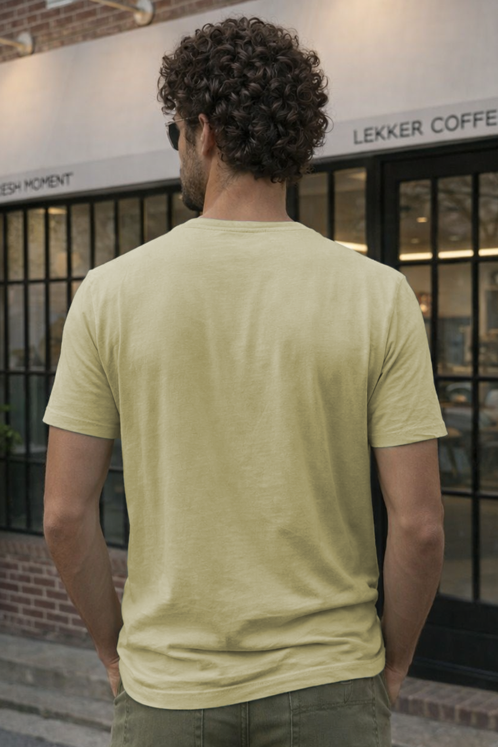 Never Give Up Green Regular Fit Printed T-shirt