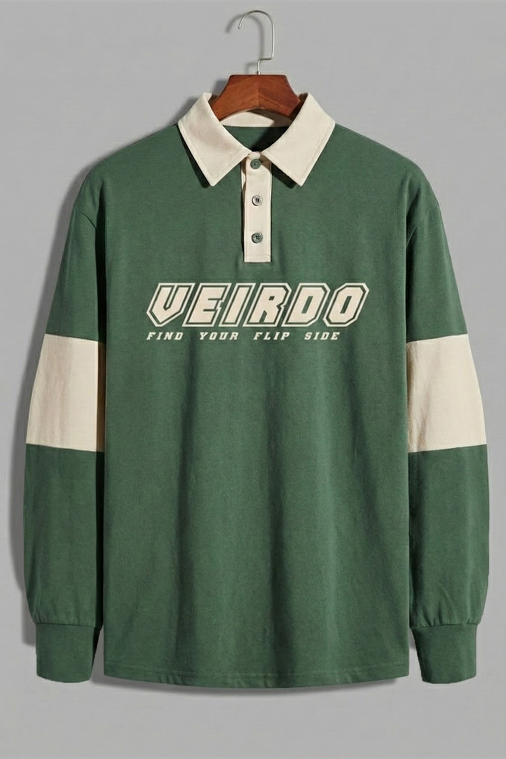 Veirdo Olive & Beige Oversized Full Sleeve Exclusive Polo T-shirt