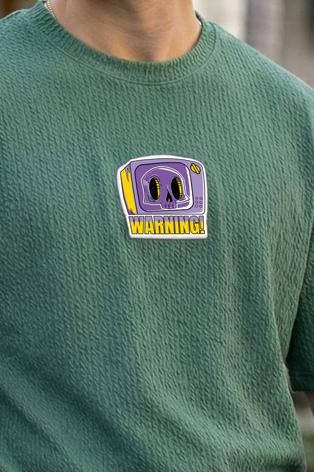 Warning Green Oversized Textured Exclusive T-shirt