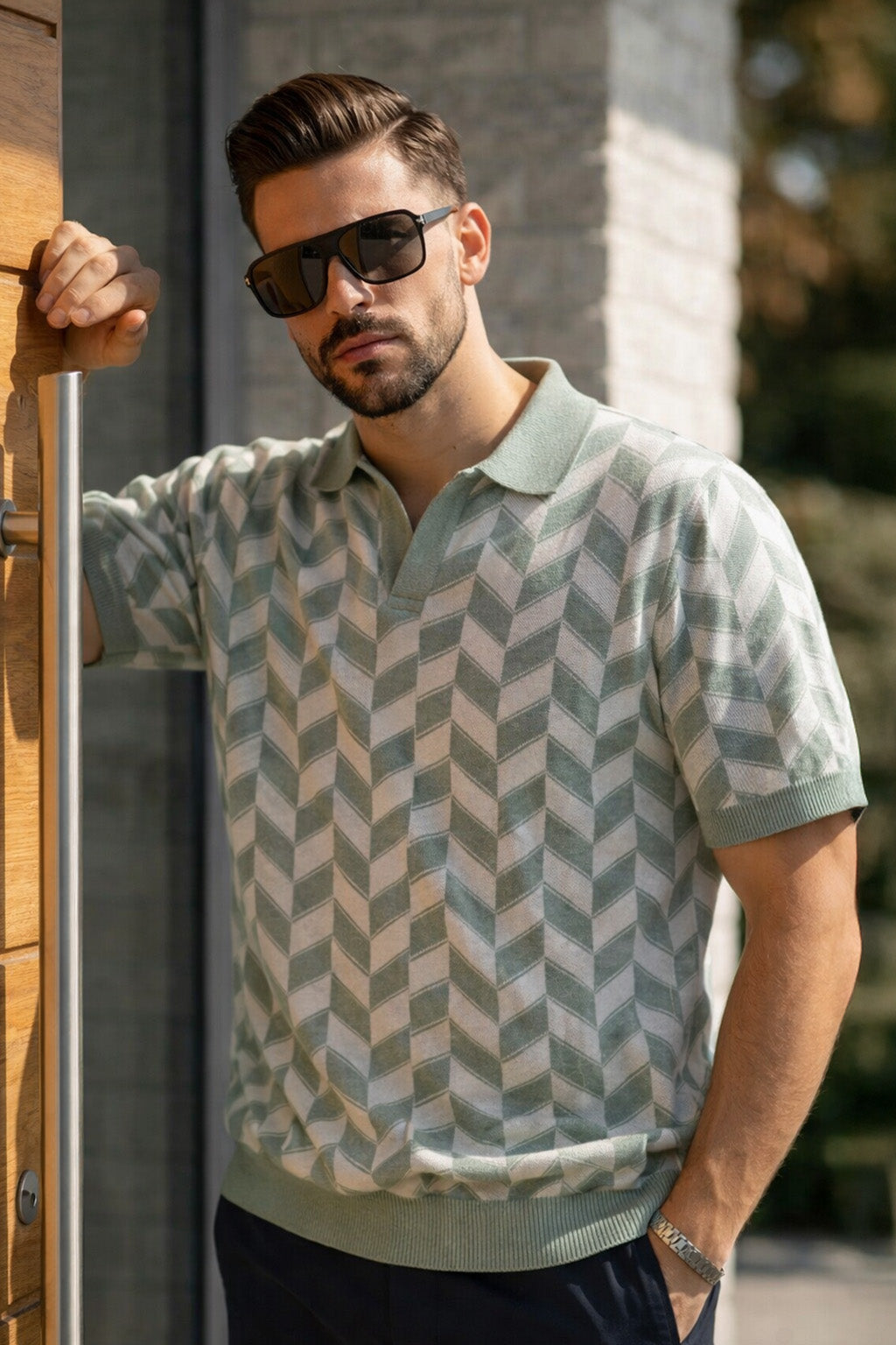 Structured Blue Flatknit Textured Regular Fit Exclusive Polo T-Shirt