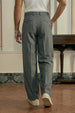 Grey Tailored High-Waist Formal Wide-Leg Korean Pant