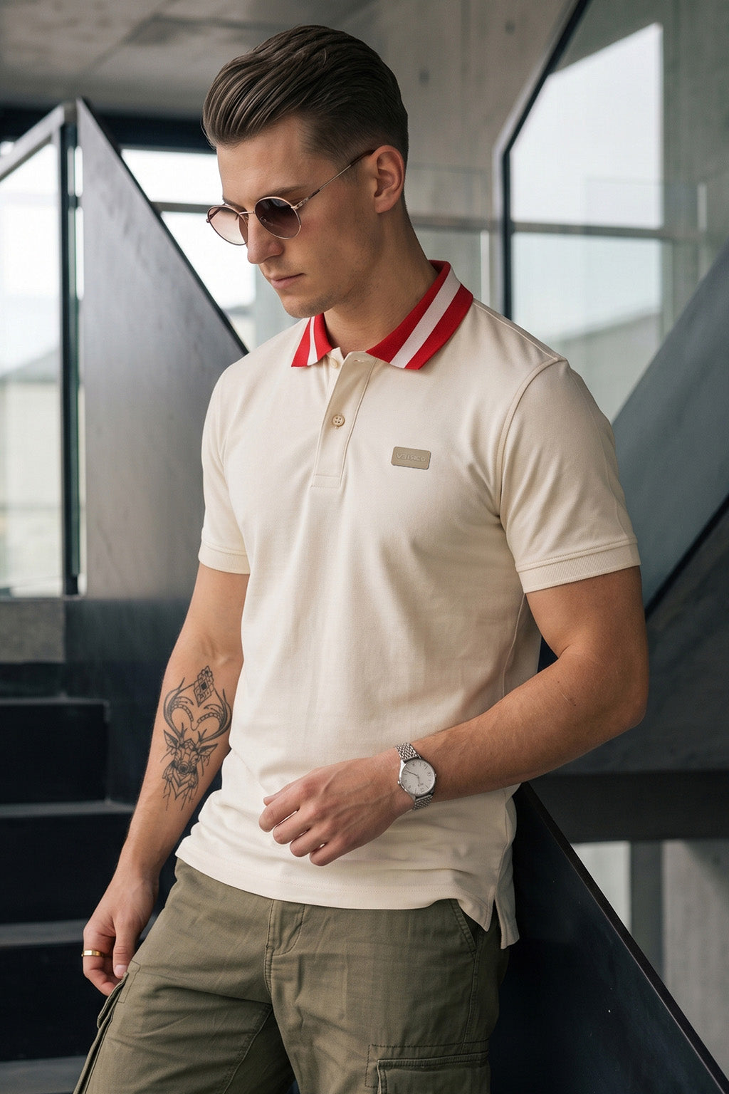 Swanwhite Contrast Collar Regular Fit Exclusive Pique Lycra Polo T-Shirt