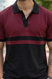 Black Maroon Colorblock Printed Regular Fit  Polo T-shirt