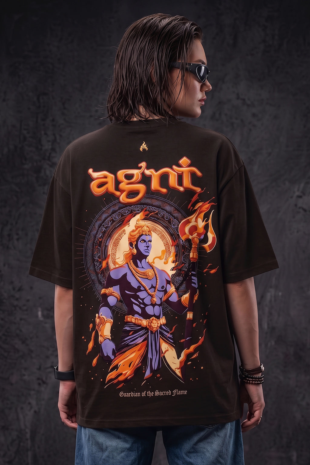 अग्नि Brown Puff Printed Exclusive T-shirt Epic Collection For Women