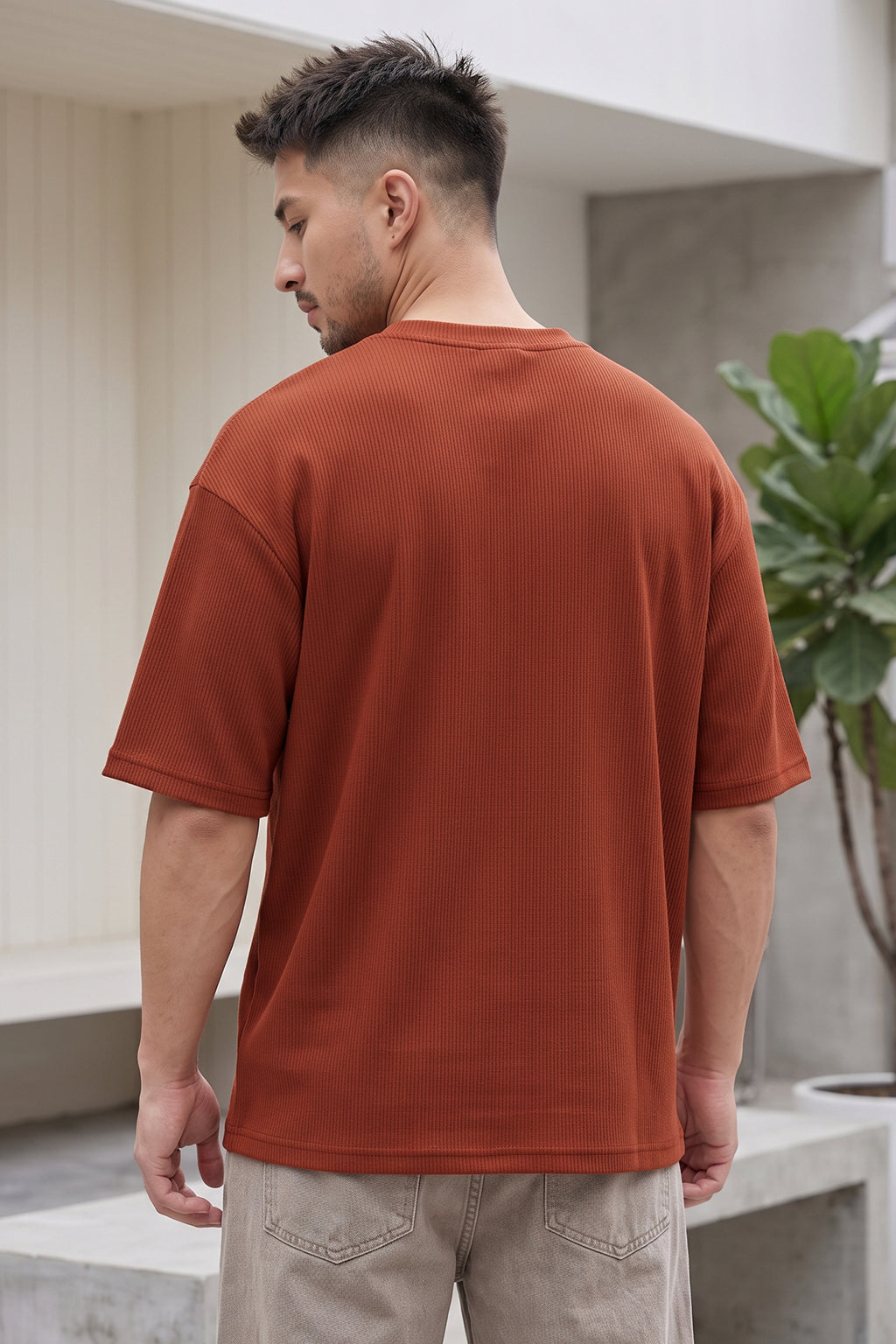 Stoner Things Red Oversized Textured T-shirt