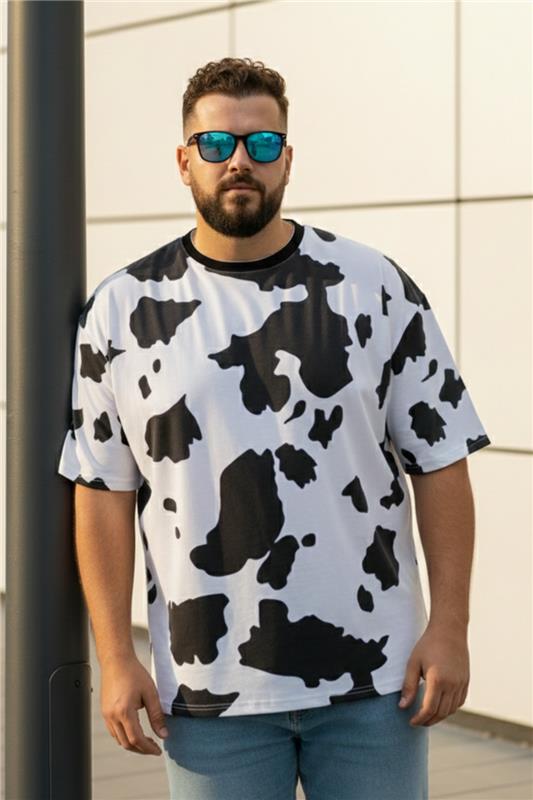 Cow Black & White Graphic Printed Plus Size T-shirt