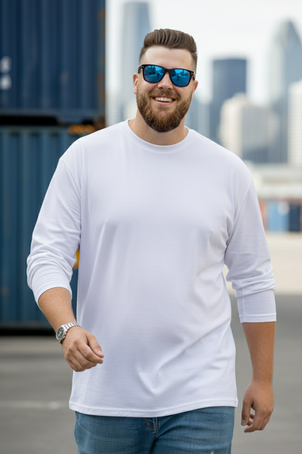 White Plain Full Sleeve Plus Size T-shirt