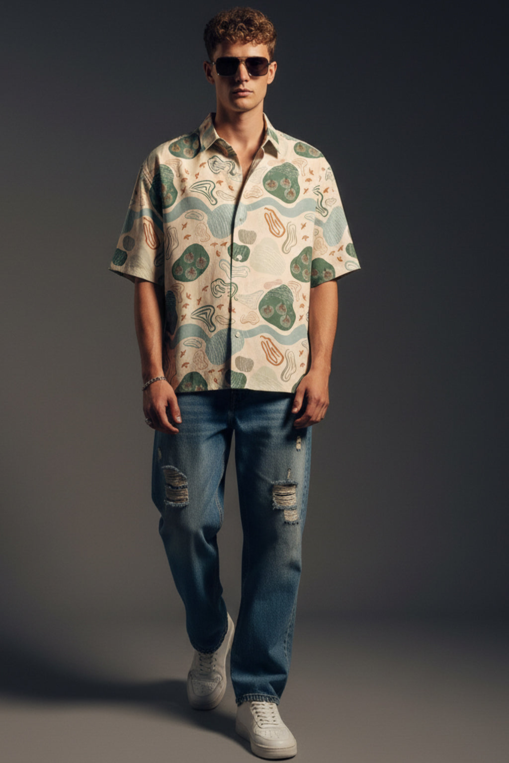 Earth Tones Abstractl Swanwhite All Over Print Oversized Exclusive Shirt