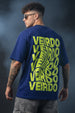 Veirdo Blue Oversized Back Graphic Printed T-shirt