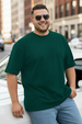 Green Plain Plus Size T-shirt