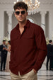 Maroon Plain Relaxed Fit Full Sleeve Dual Pocket Utility Exclusive Shirt