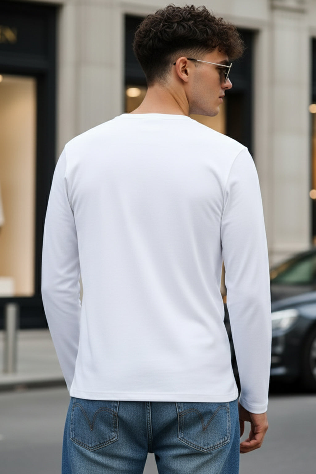 Henley White Solid T-shirt