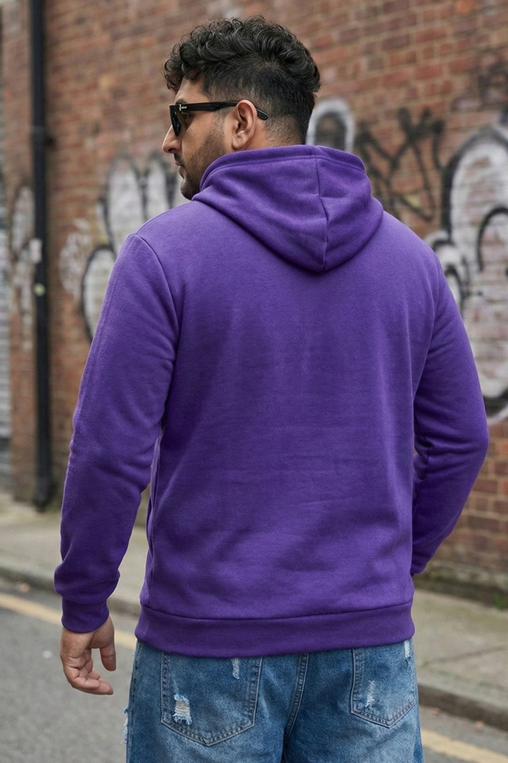 Purple Plain Plus Size Hoodie
