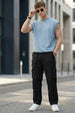 Black Pure Cotton Baggy Fit 6 Pocket Cargo