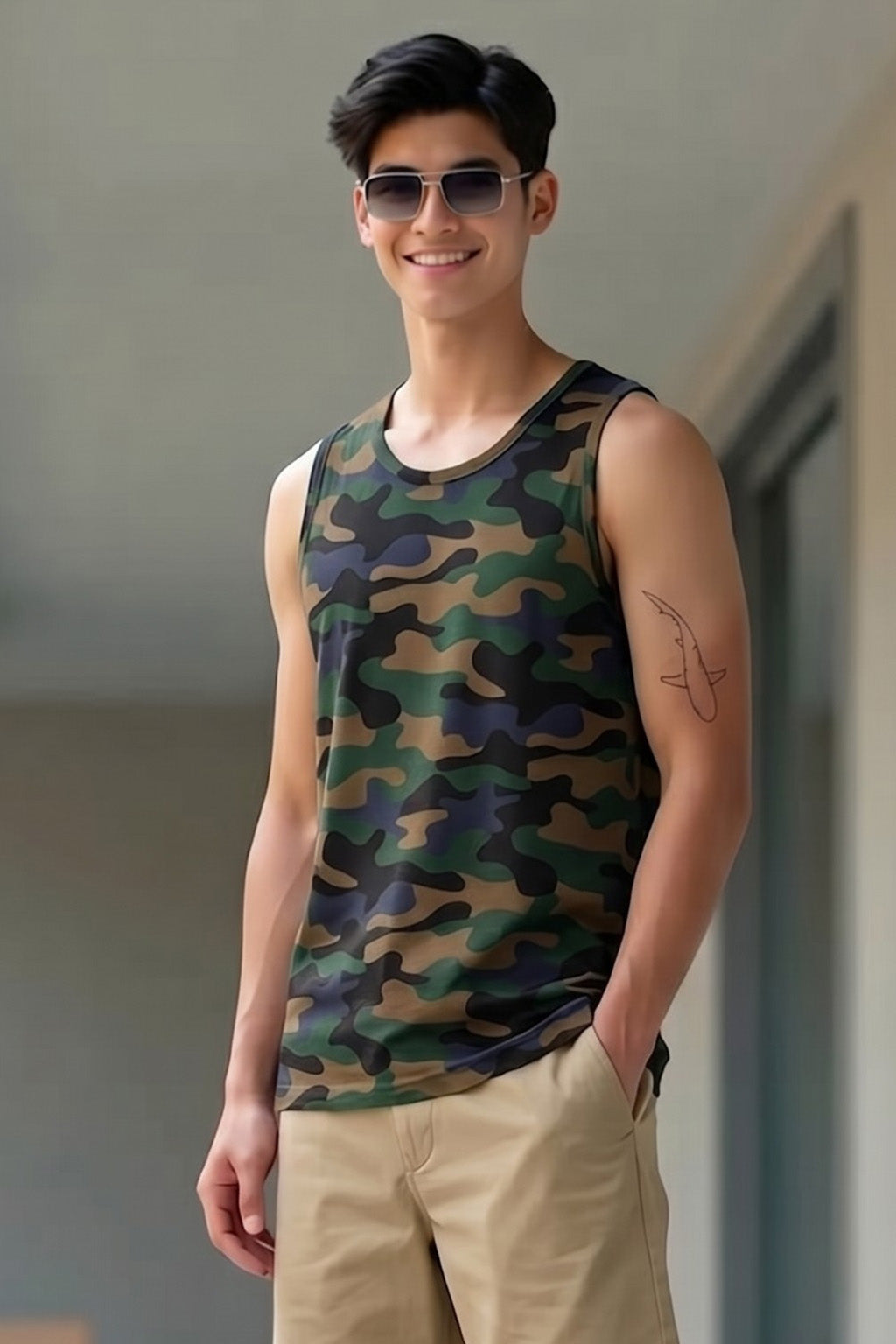 Camouflage Essential Printed Cotton Men's Vest