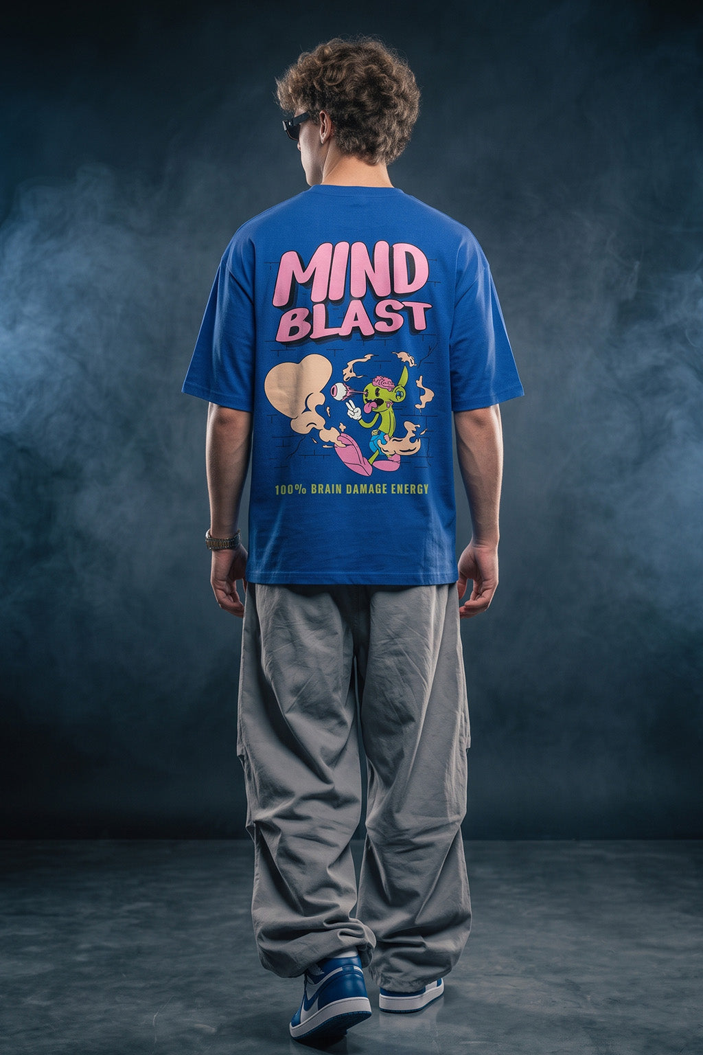 Mind Blast Royal Blue Oversized Printed T-shirt
