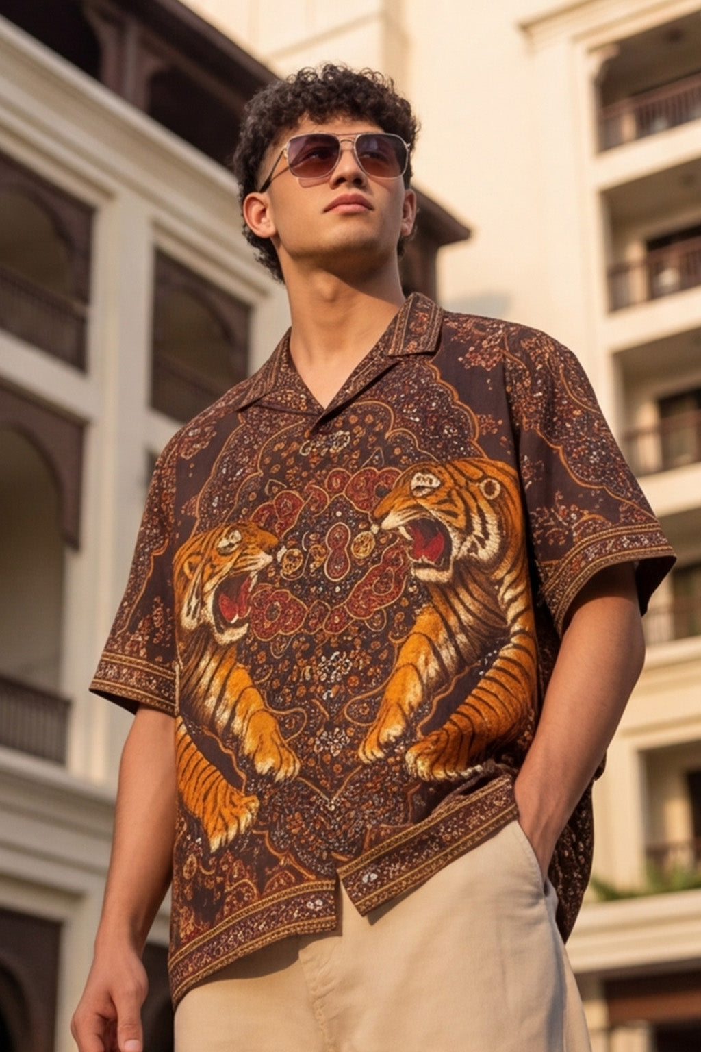 Imperial Tiger Maroon All Over Print Oversized Exclusive Shirt