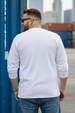White Plain Full Sleeve Plus Size T-shirt