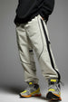 Beige Contrast Stripe Relaxed Fit Nylon Exclusive Jogger