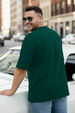 Green Plain Plus Size T-shirt