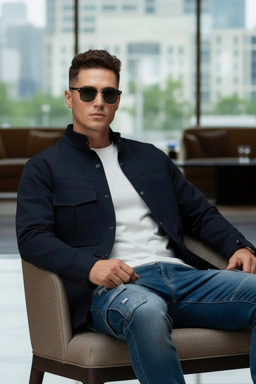 Navy Veirdo Exclusive Premium Button Detail Exclusive Shacket