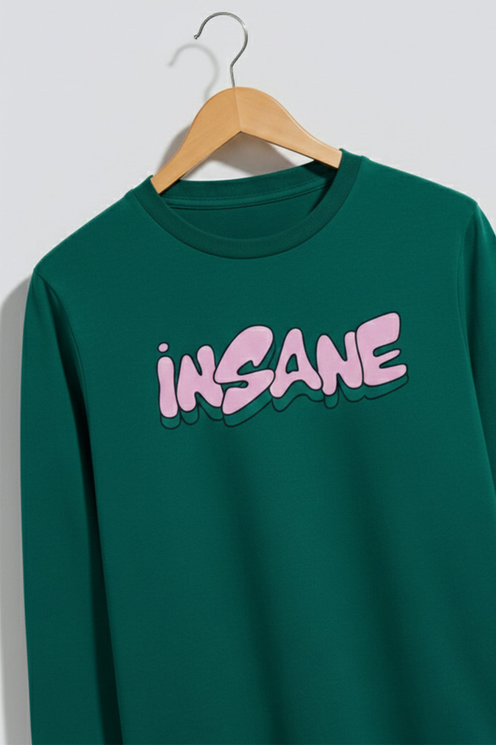 Insane Green Full Sleeves Regular Fit Printed T-shirt