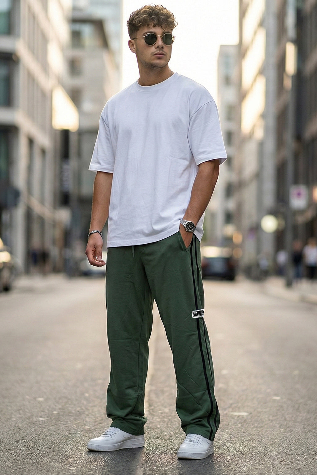 Nothing Impossible Olive Side Stripe Knitted Cargo