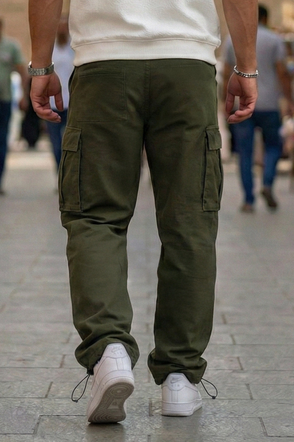 Olive 5 Pocket Woven Straight Fit Exclusive Cargo Pant With Adjustable Ankle