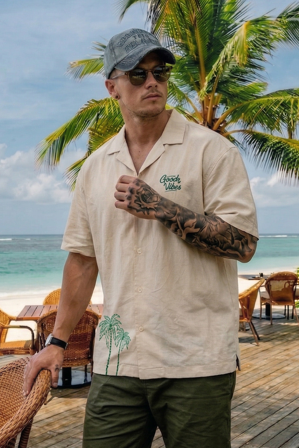 Good Vibes Swanwhite Oversized Printed Exclusive Shirt