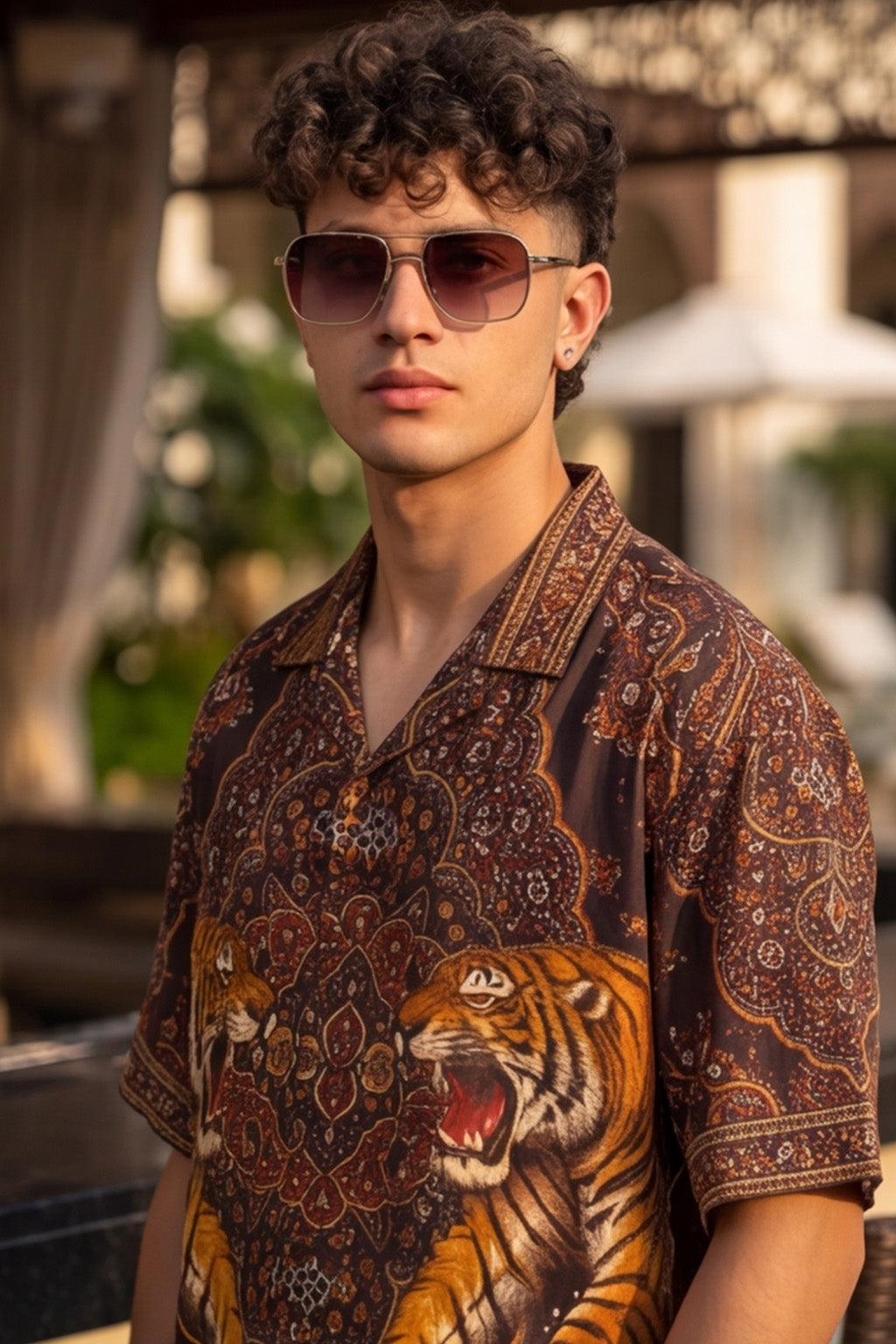 Imperial Tiger Maroon All Over Print Oversized Exclusive Shirt