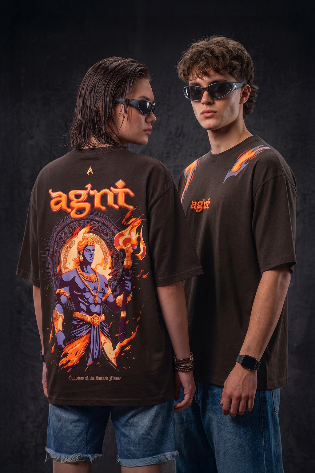 अग्नि Brown Puff Printed Exclusive T-shirt Epic Collection For Women