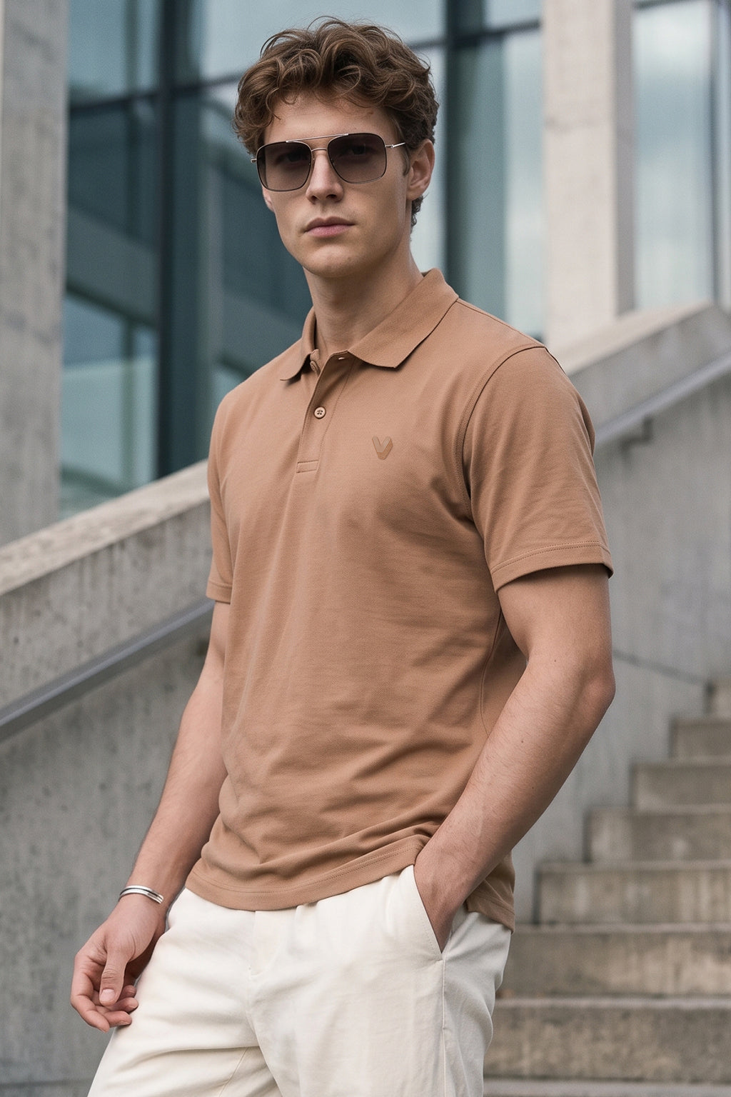 Cork Interlock Plain Regular Fit Button Polo T-shirt