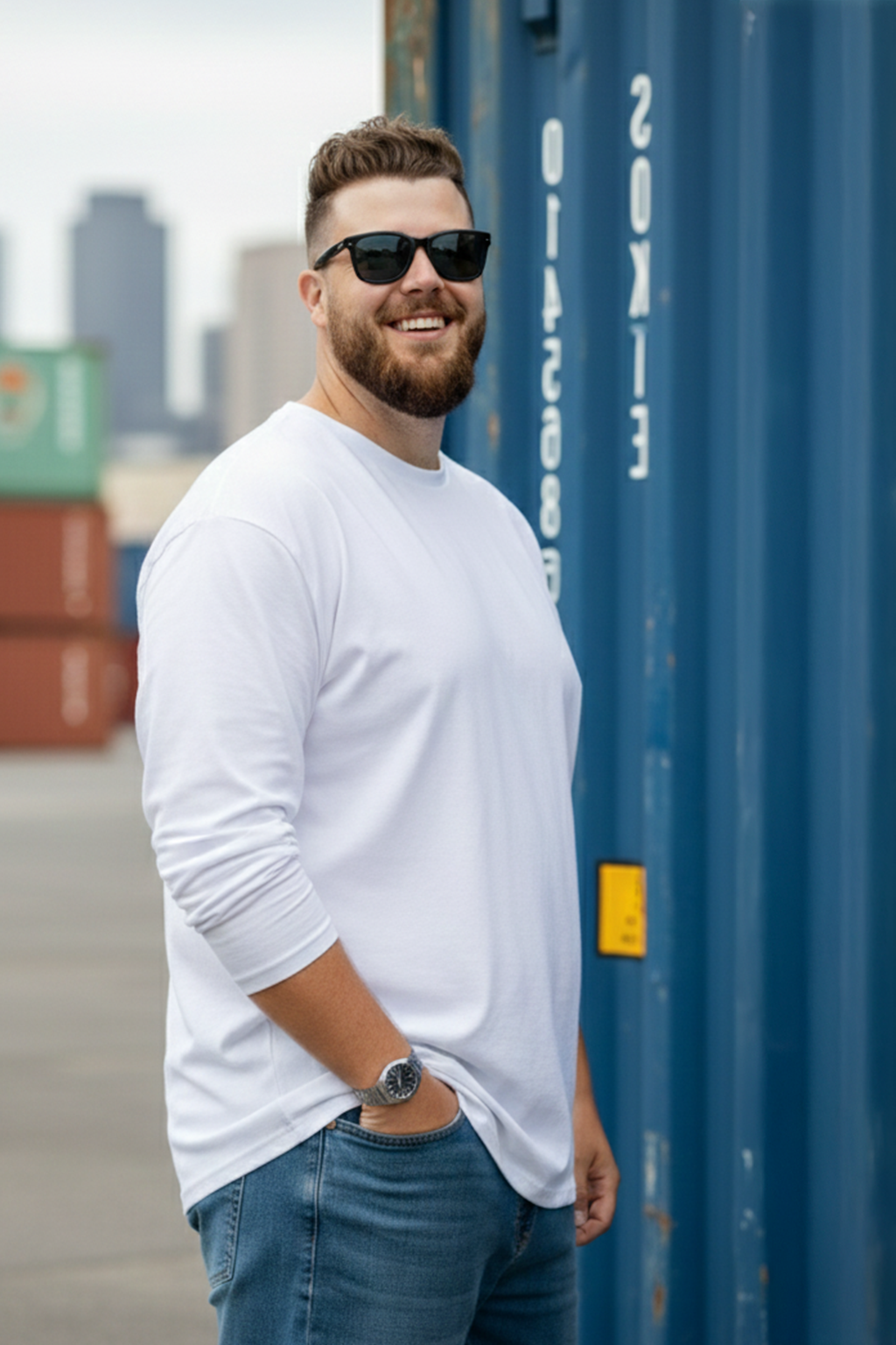 White Plain Full Sleeve Plus Size T-shirt